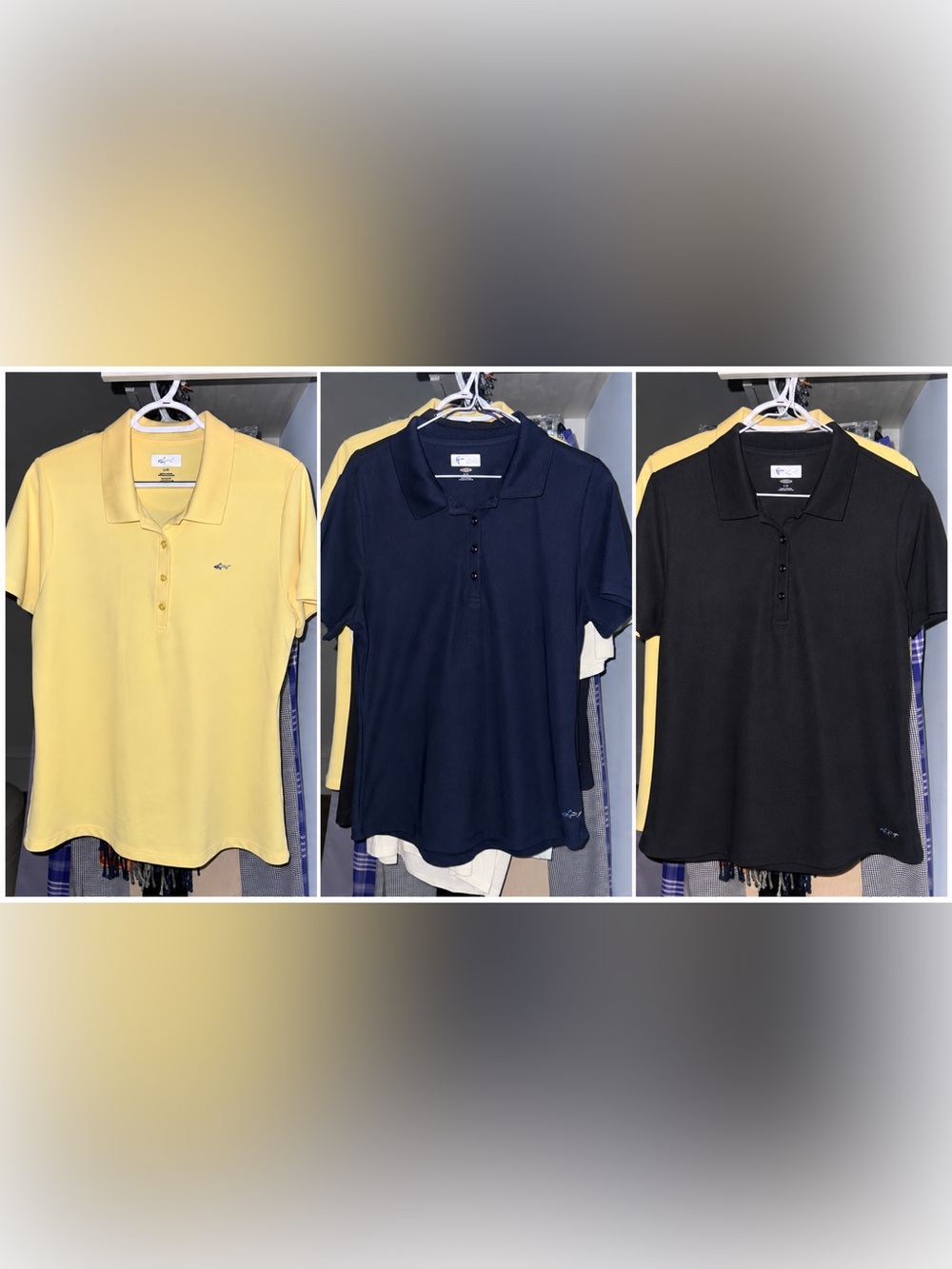 THREE Greg Norman Women's Polos - Yellow, Navy, & Black